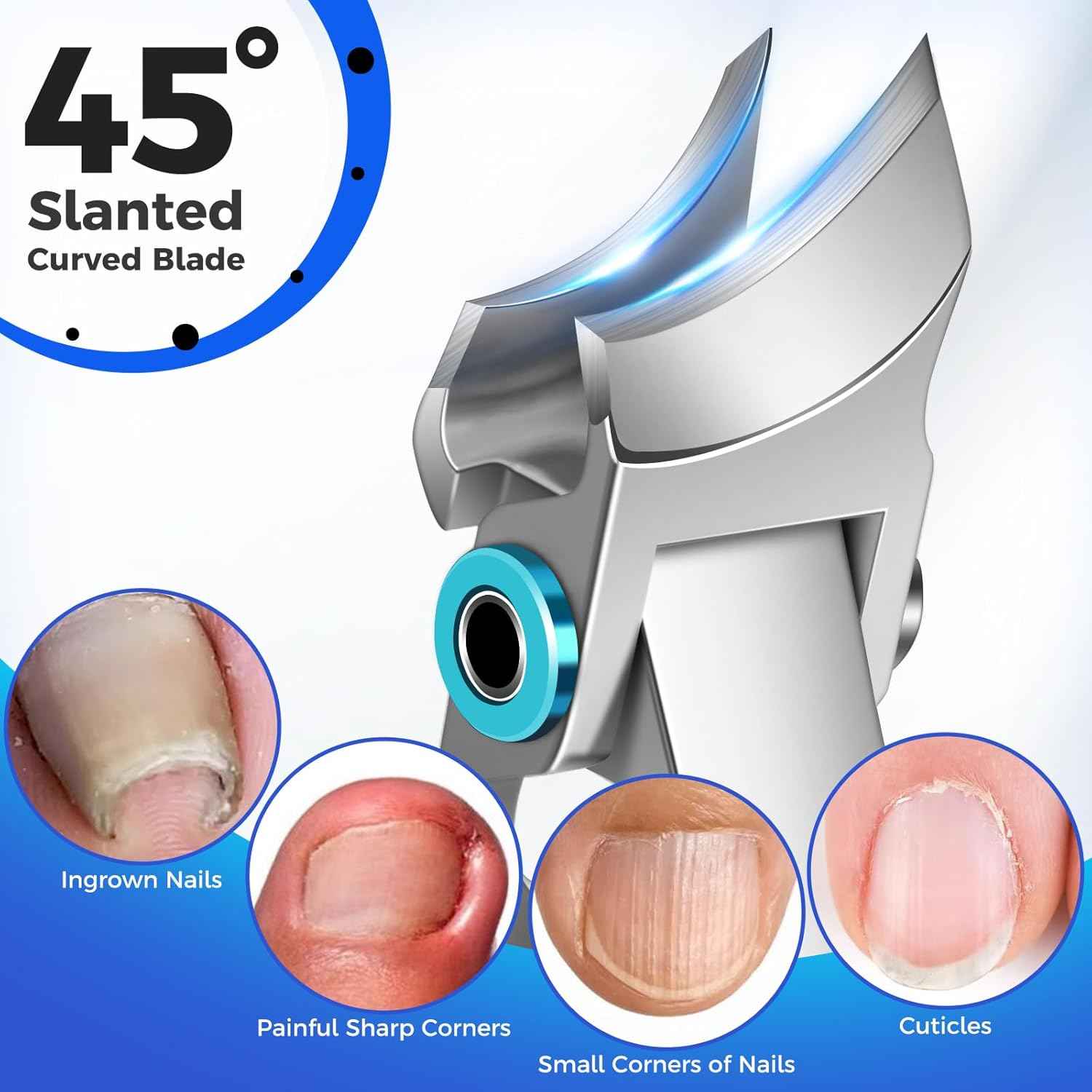 Professional Toenail Clippers for Seniors | Wide Jaw, Curved Design for Thick & Ingrown Nails