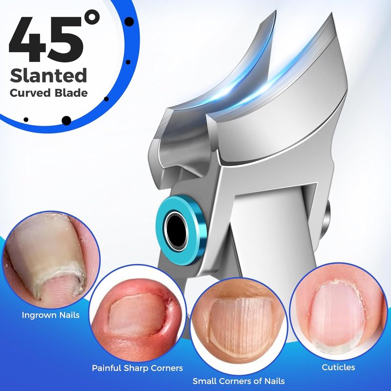 Nail Clippers for Men - Heavy Duty Angled Head Toe Nail Clippers for Thick Ingrown Nails | Wide Jaw Design