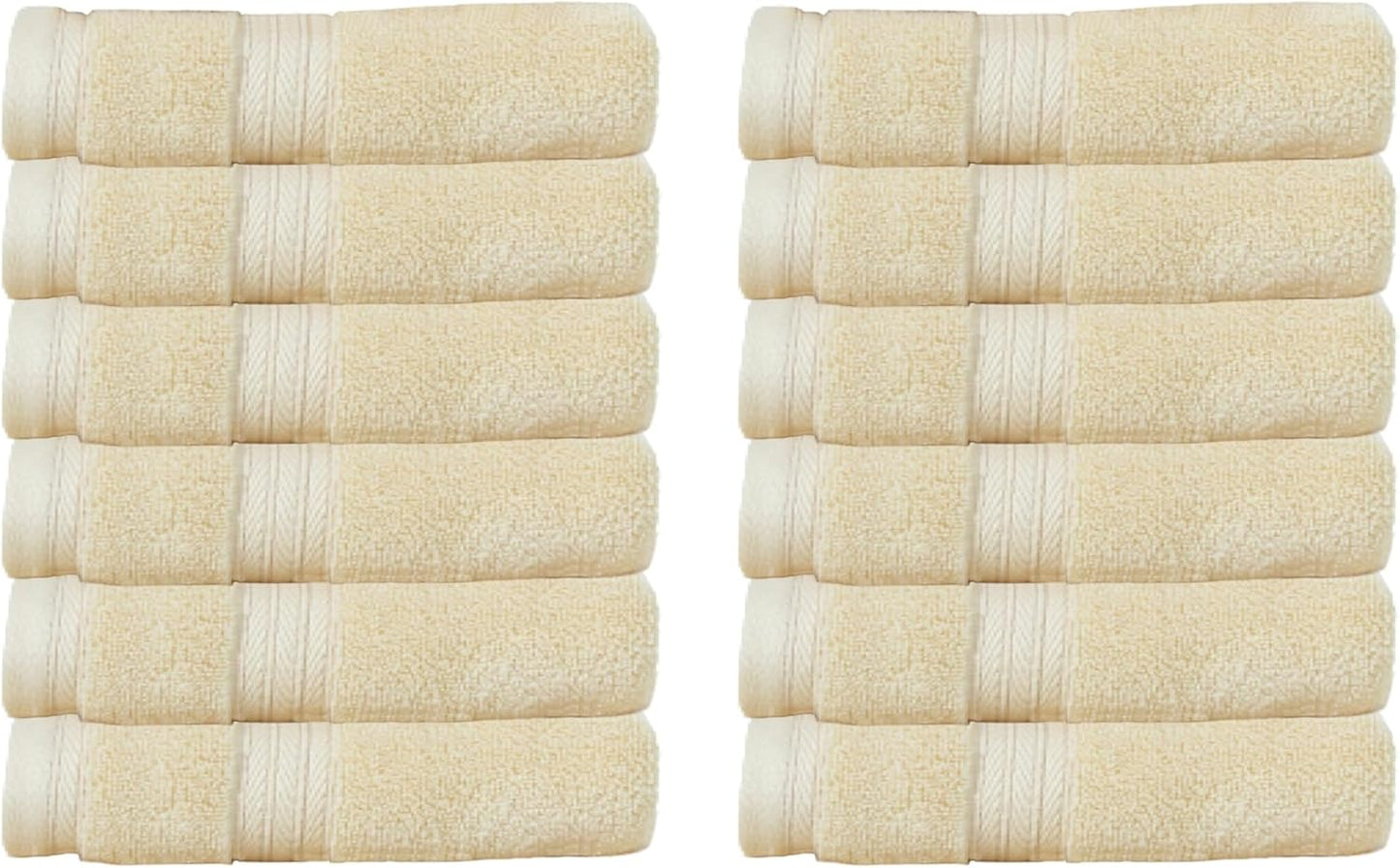 Elegance Essentials 550GSM Cotton Wash Cloths - Super Absorbent, Set of 12 | 13"x13", Yellow