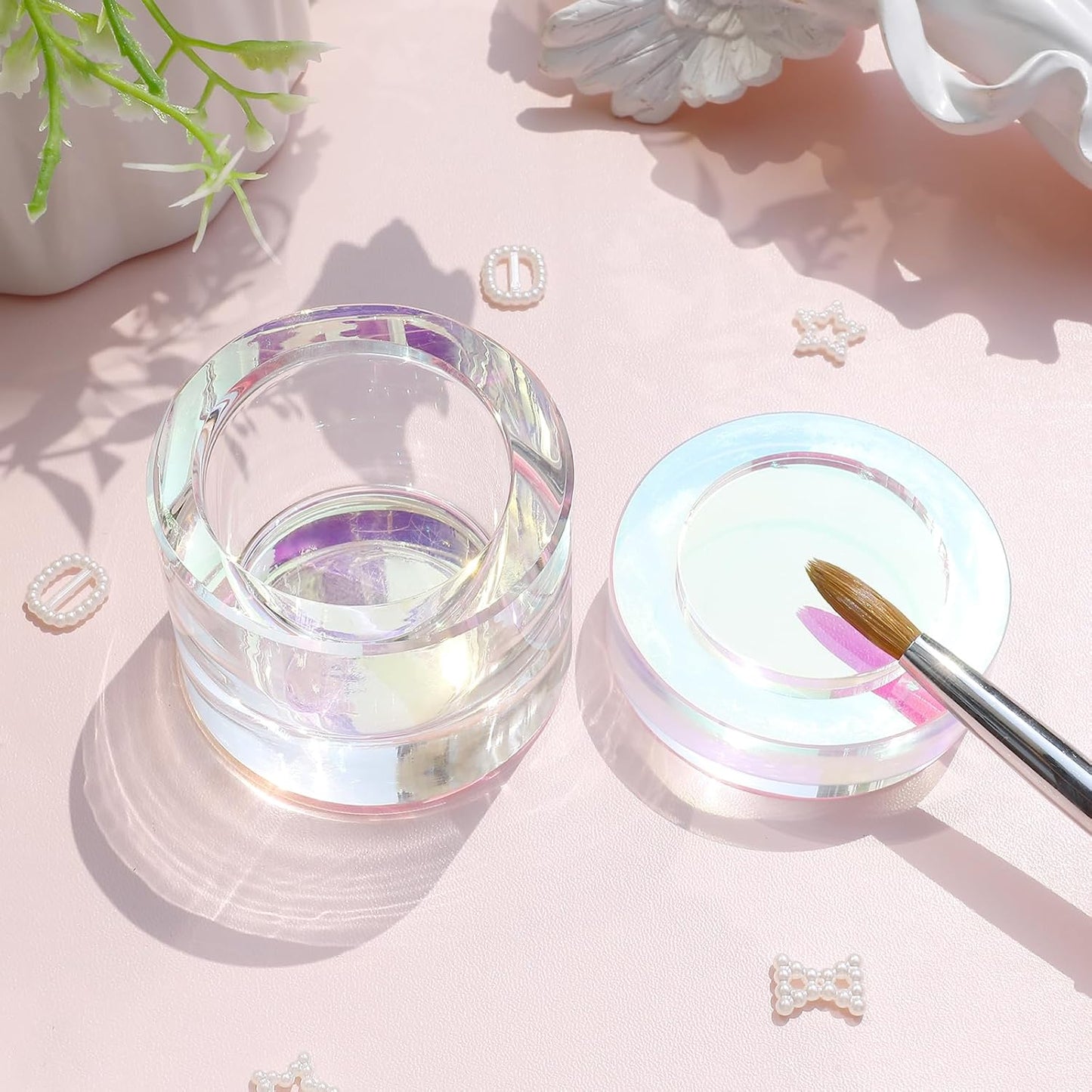 Nail Dappen Dish with Lid - Crystal Monomer Holder for Acrylic Nails | 30ml Glass Cup for Acetone & Liquid