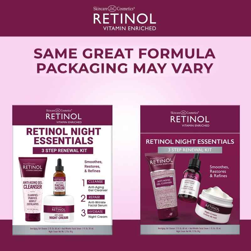 LIVAURA Retinol Anti-Aging Night Essentials – 3 Step Renewal Kit – The Original for a Younger Look – Smooths, Restores, and Refines – Cleanse, Treat, Repair & Hydrate On-The-Go