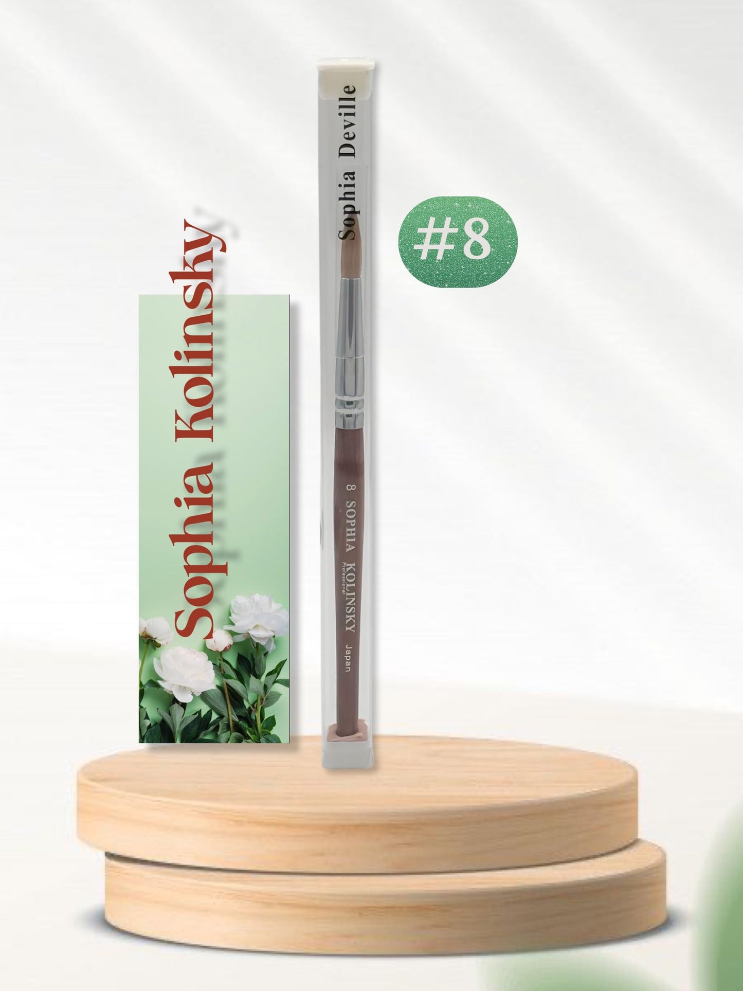 Sophia kolinsky Acrylic Nail Brush Pure Kolinsky Hair Round Shape Redwood handle Size #6 to #22 Pick Your Size (SIZE #8)