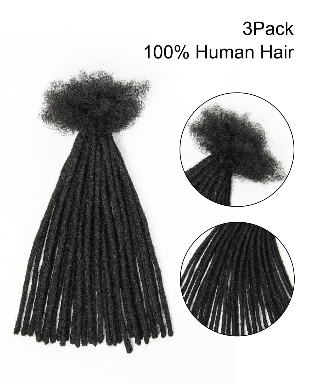 10 inch 30 Strands 0.4cm Thickness 100% Twist Real Human Hair Dreadlock Extensions for Man/Women/Kids DIY Permanent loc Extensions Handmade Can Be Dyed Bleached Curled