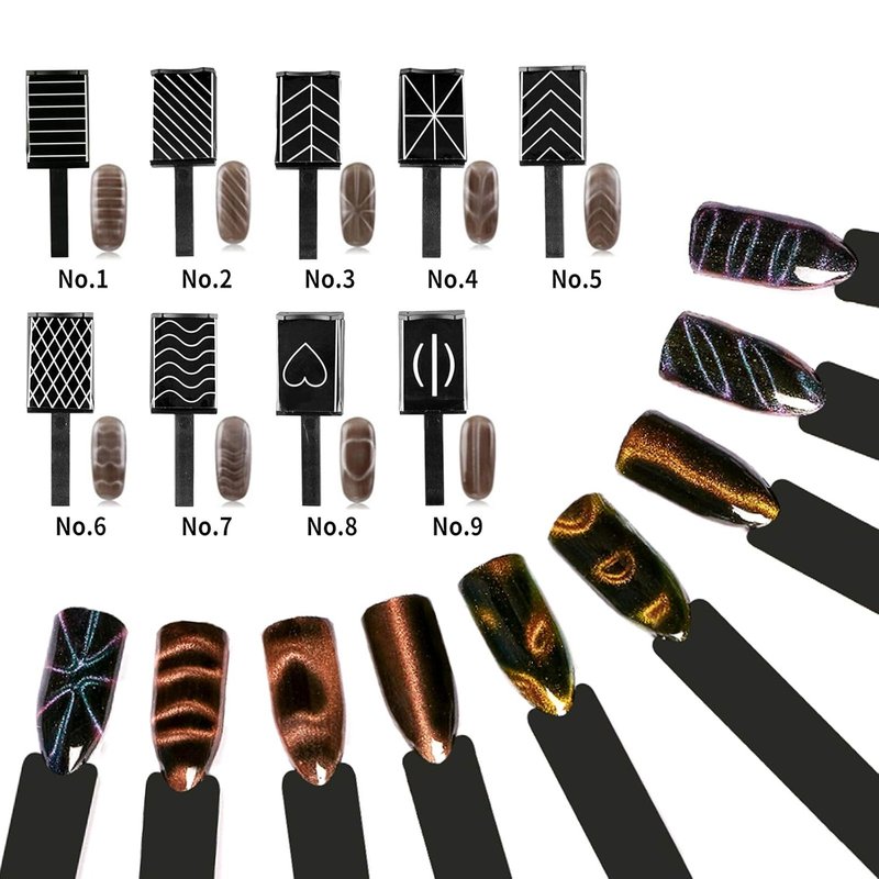 Magnet Nail Art Polish Tool Set - 17 Piece Cat Eye Gel Polish Kit for DIY & Salon Use | 3D Magnetic Tools