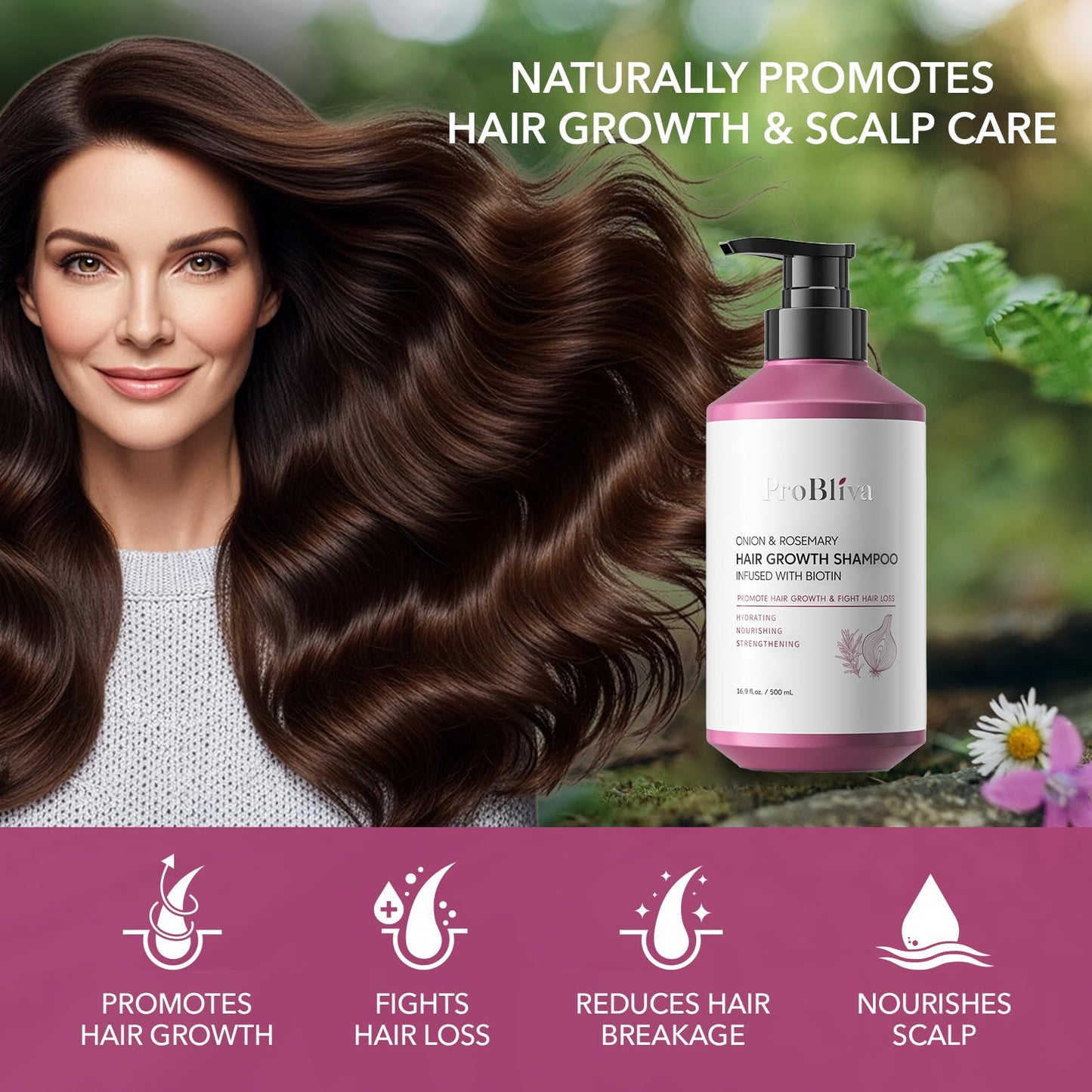 Onion & Rosemary Hair Growth Shampoo: Biotin Infused Shampoo for Hair Loss and Thinning Hair - Promotes Healthier, Thicker and Stronger Hair for Women and Men - 16.9 oz