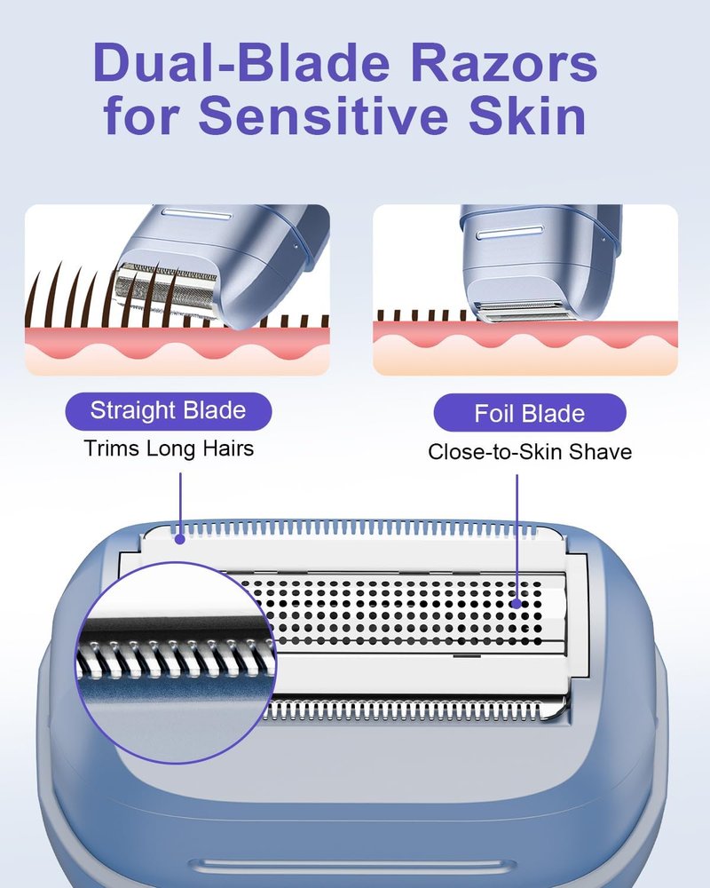 Electric Shaver for Women - Waterproof Mini Cordless Razor for Hair Removal | Sensitive Skin, Silver