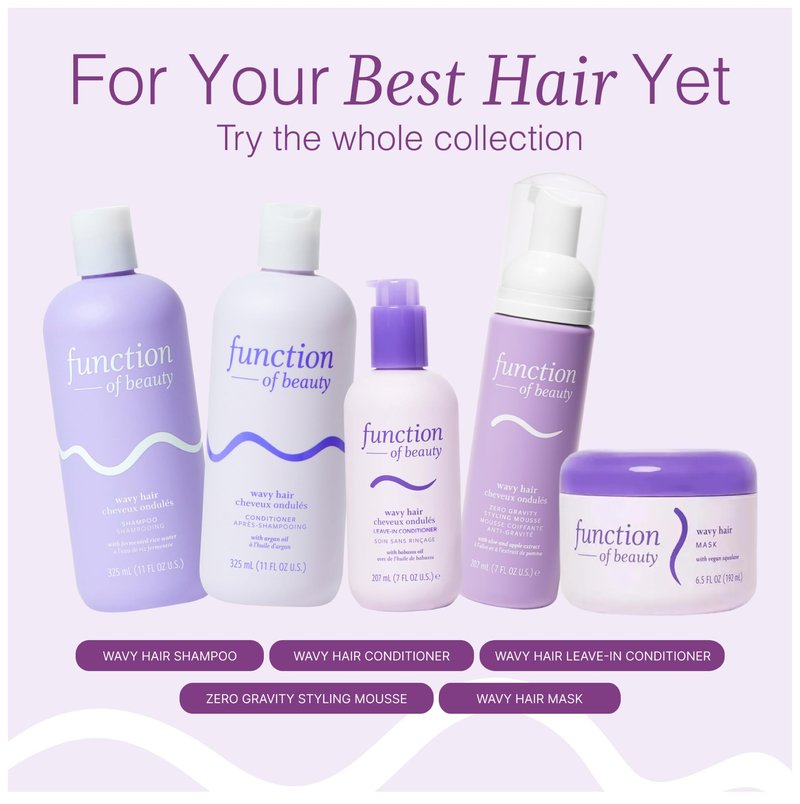Function of Beauty Wavy Leave In Hair Conditioner - Sulfate-Free Leave In Conditioner Treatment for Natural Wavy Texture - Lightweight, Anti-Frizz, Strengthening & Hydrating - Hair Care Products