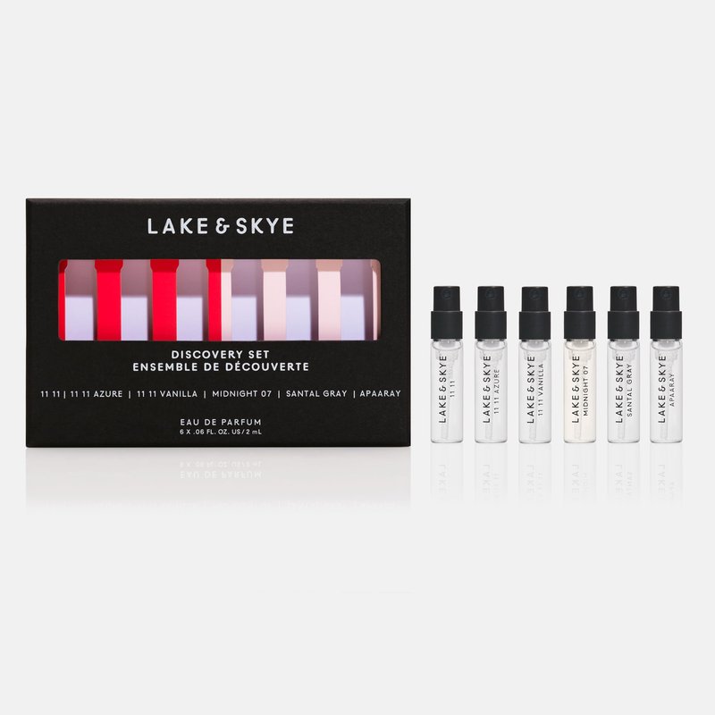 Lake & Skye 11 11 Eau de Parfum Discovery Set, 6 Spray Perfume Trial Set, Travel-sized Pack, Unisex, 6 Scents, Fragrance Sampler Gift Set, Long Lasting Fragrance, Sample
