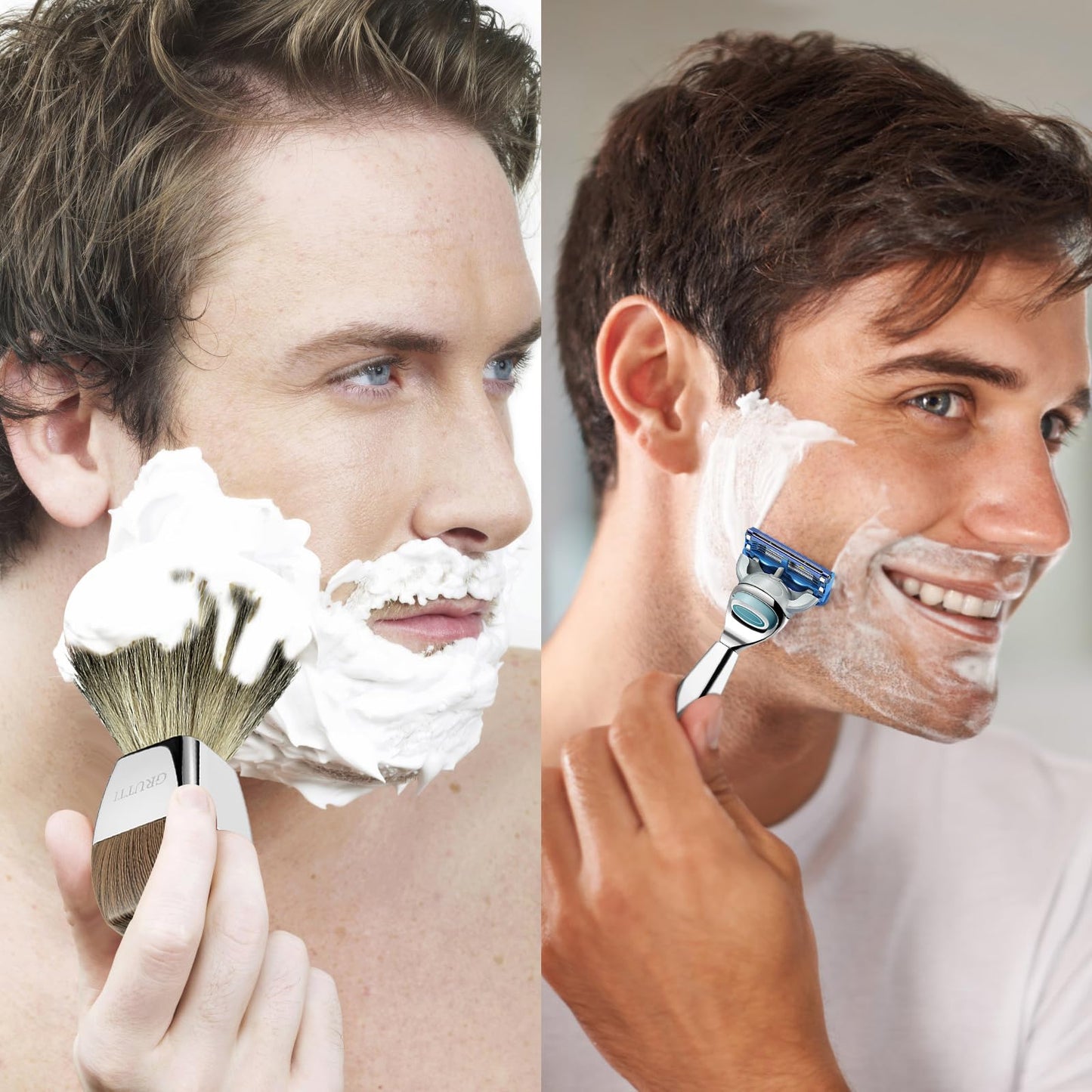 GRUTTI Shaving Kit for Gillette Fusion 5 - Magnetic Bowl, Stand & Synthetic Brush, Fits Fusion5 Refill Blades with Space-Saving Organizer - Gift for Dad