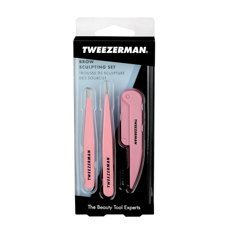 Tweezerman Brow Sculpting Set - Exclusive Tea Rose Tweezers & Brush
