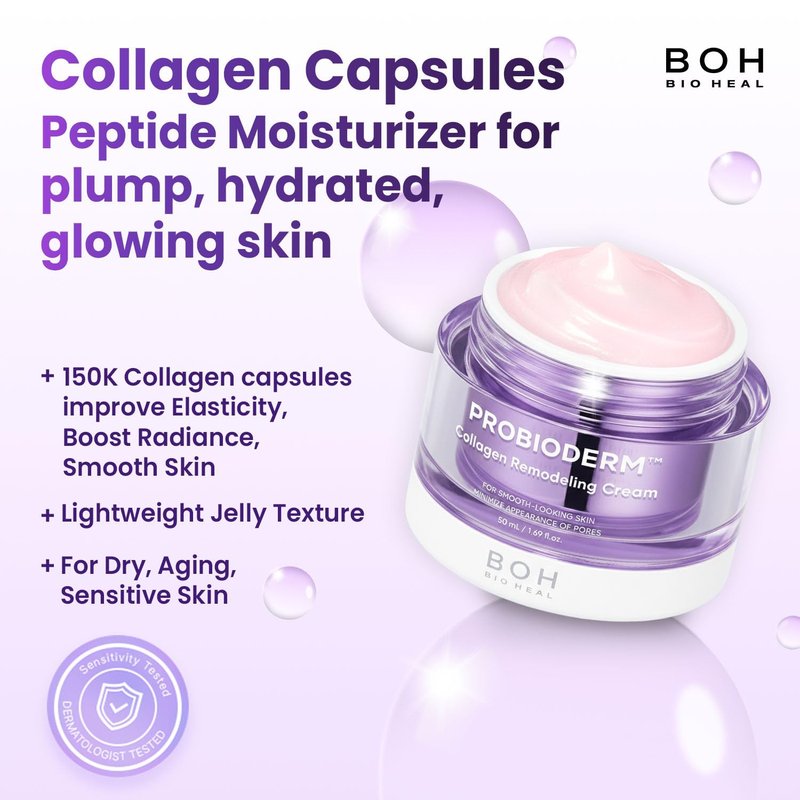 BIOHEAL BOH Probioderm™ Collagen Remodeling Cream 1.69 fl oz (50 ml) | Pore Tightening Cream with 150,000 Collagen Capsules for Firmness & Smooth Texture | Lightweight Moisturizer for Flawless Skin