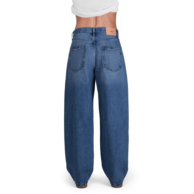 CAKE THE LABEL Womens Baggy Barrel Jeans Wide Leg High Rise Premium Denim Pants Medium Blue