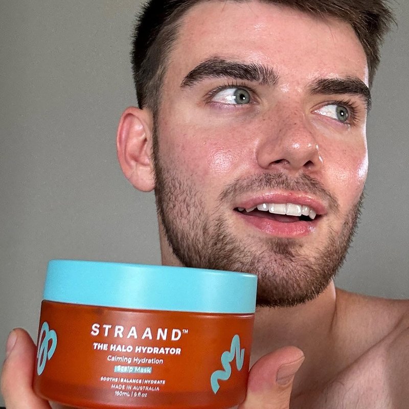 Straand Halo Hydrator - Deep Conditioning Hair Mask for Dry Hair Repair & Dry Scalp Detox - Cooling Gel Mask with Hyaluronic Acid, Aloe Vera and Niacinamide to Help Soothe & Hydrate (5 fl oz)