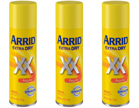 Arrid Deodorant - Extra Dry Regular 6oz Aerosol Spray | 3-Pack for All-Day Protection