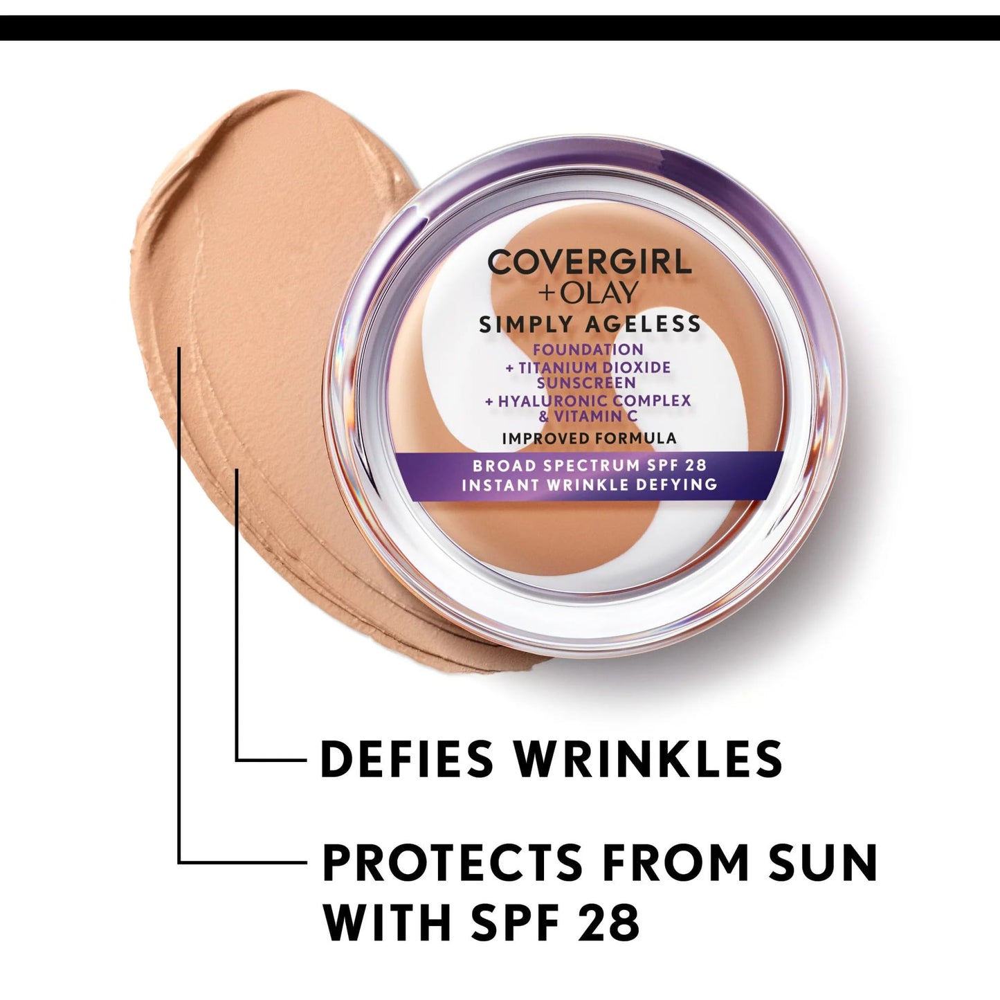 COVERGIRL Simply Ageless Instant Wrinkle-Defying Foundation Bundle - Creamy Natural 0.44 Fl Oz & 245 Warm Beige 0.4 Oz