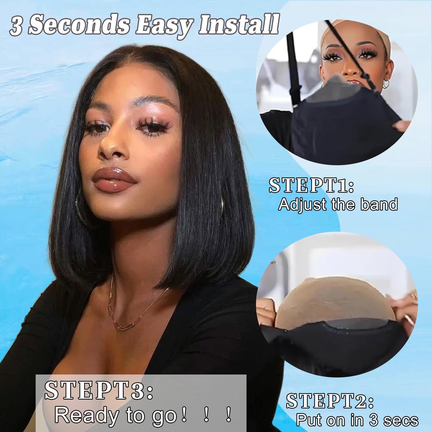yosly Short Stright Bob Wig Human Hair Glueless Wigs Human Hair Pre Plucked Pre Cut 5x5 HD Lace Closure Wigs Human Hair Middle Part Glueless Wigs Human Hair For Black Women Natural Color 10inch