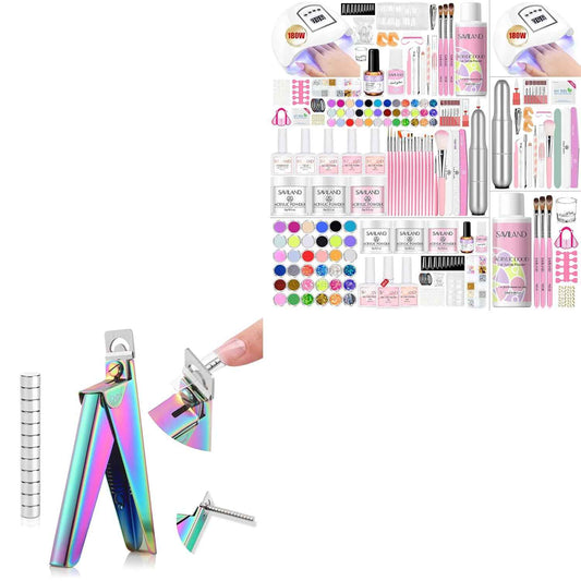 Saviland Acrylic Nail Kit for Beginners - 180W Nail Lamp, Keratin Powder & Gel Polish