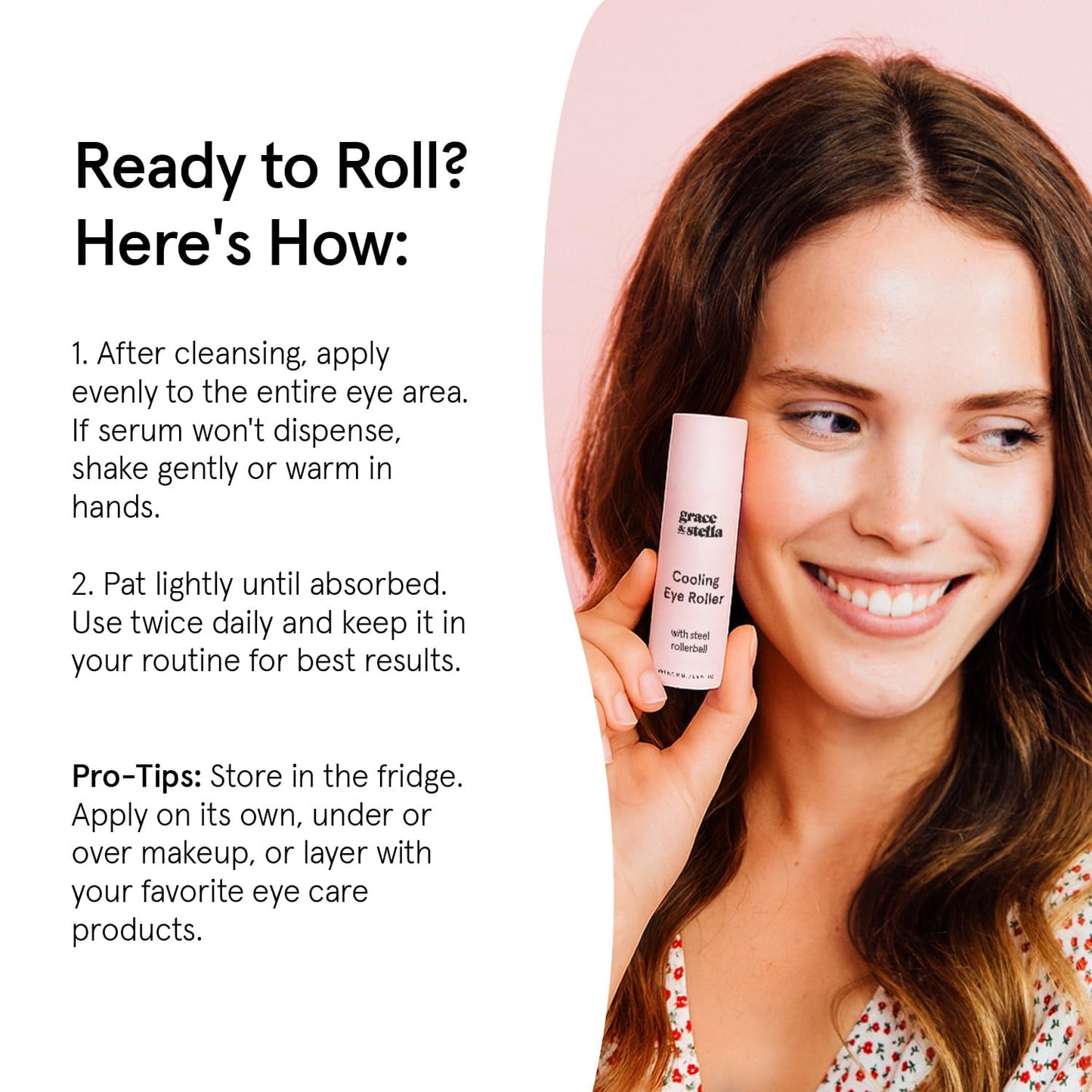 grace & stella Under Eye Brightener with Cooling Metal Rollerball - Ceramide & Caffeine Eye Cream for Puffy Eyes - Travel Size Toiletries - Vegan Skincare