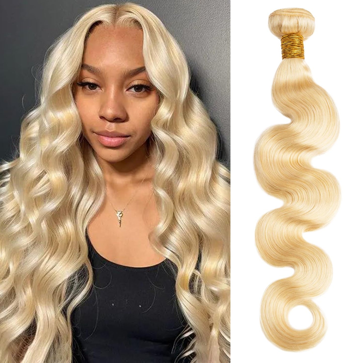 613 Blonde Bundles Human Hair Body Wave Single Bundle 18 Inch 12A Grade 100% Unprocessed Human Hair Brazilian Virgin Hair Weave 613 Body Wave Bundles Machine Double Weft 100G