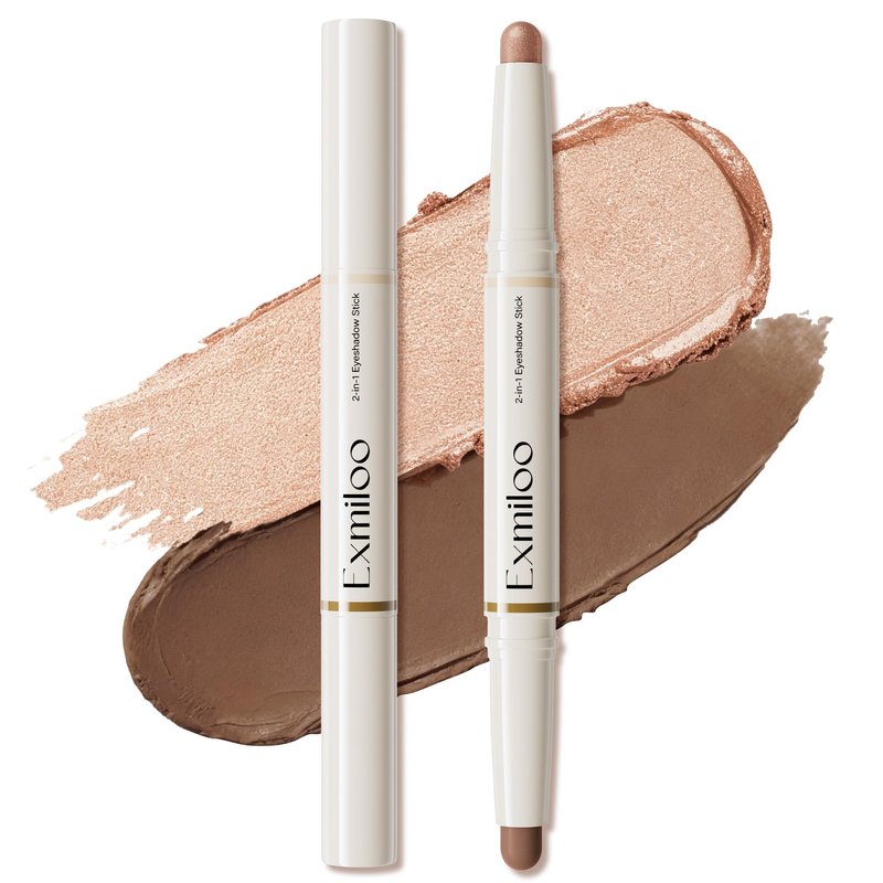 exmiloo Eyeshadow Stick - 2-in-1 Dual-Ended Cream Eye Shadow Stick - Matte &Shimmer Shades, Waterproof Long Lasting Eyeshadow for Everyday Eye Makeup, Crease-Proof, Vegan & Cruelty-Free