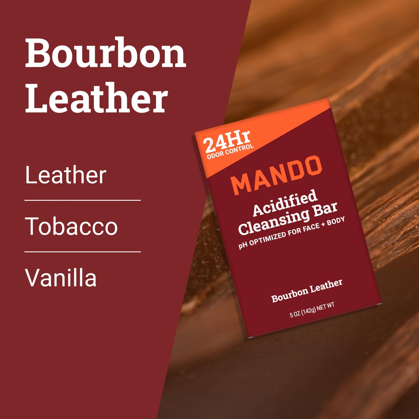 Mando Acidified Cleansing Bar - 24-Hour Odor Control - Removes Odor Better than Soap - Moisturizing Formula - SLS Free, Paraben Free - Safe For Sensitive Skin