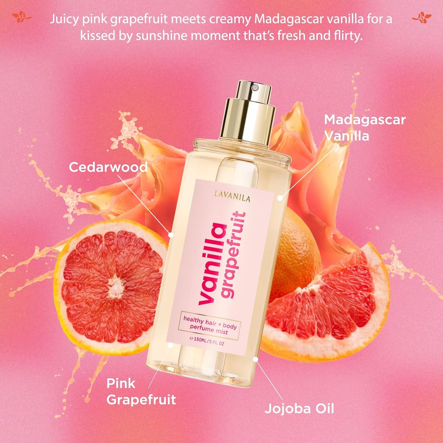 Lavanila Vanilla Grapefruit Hair & Body Mist - Citrusy Vanilla Fragrance for Women | 5 Oz Lightweight Spray