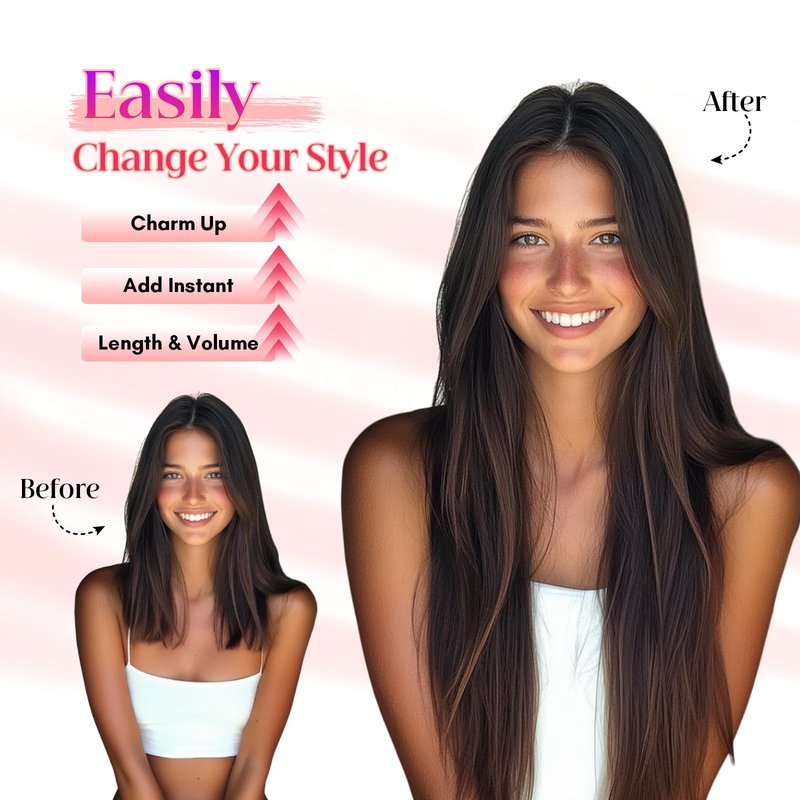 Rich Choices 100% Real Human Halo Hair Extensions Remy Short Invisible Wire Halo Hair Extensions Human Hair Clip in Hair Piece Straight 12 Inch #2 Dark Brown