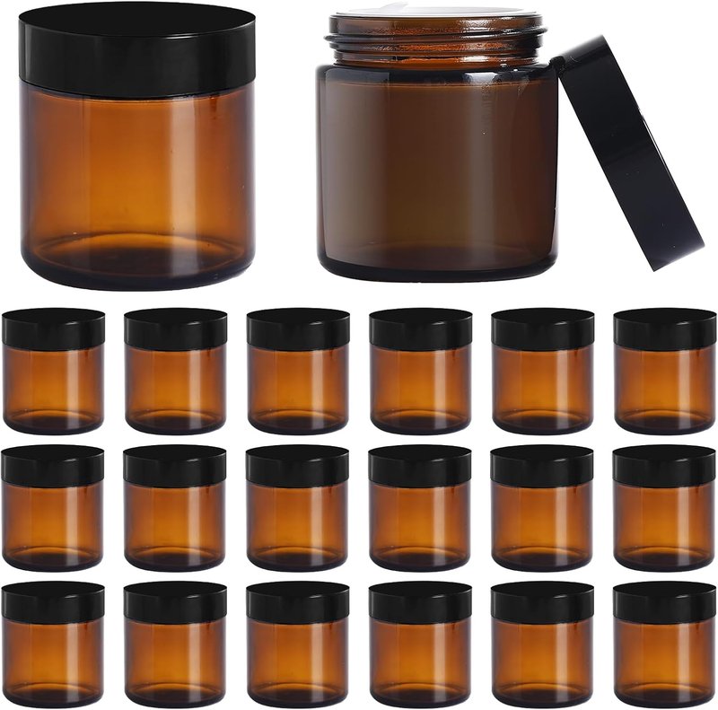 Amber Glass Jars - 4OZ Refillable Airtight Containers for DIY Creams, Lotions & Candles | 36 Pack