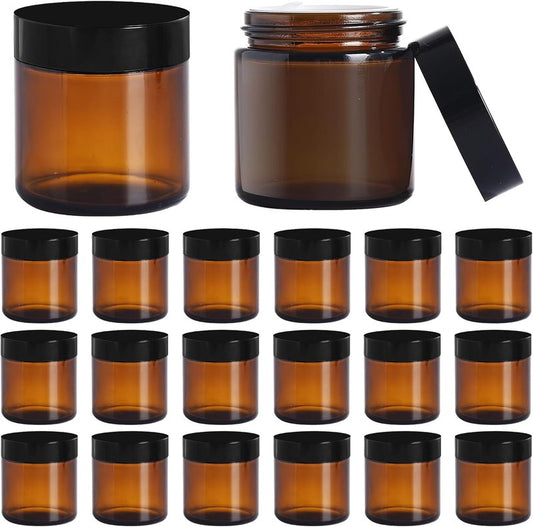 Amber Glass Jars - 4OZ Refillable Airtight Containers for DIY Creams, Lotions & Candles | 36 Pack