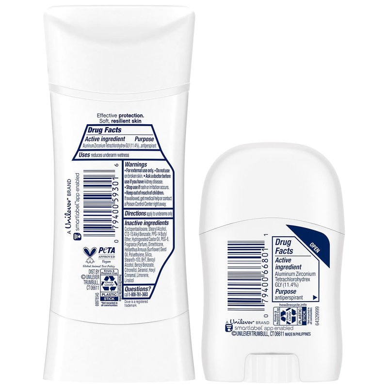 Dove Antiperspirant Deodorant for Women, Clear Finish, 2-Pack + Travel-Size – No White Marks, Pro-Ceramide Technology, Vegan & Cruelty-Free