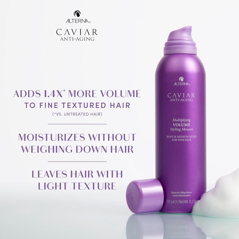 Alterna Haircare CAVIAR Anti-Aging Volume Styling Mousse - Medium Hold for Fine Hair | 8.2 Fl Oz