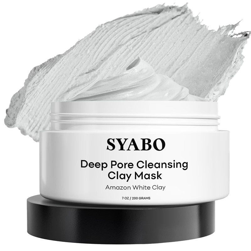 SYABO Amazonian White Clay Refreshing Pore Mask, Blackhead Remover for Face, Resurfacing Mask 200ml (7.05 Fl Oz)