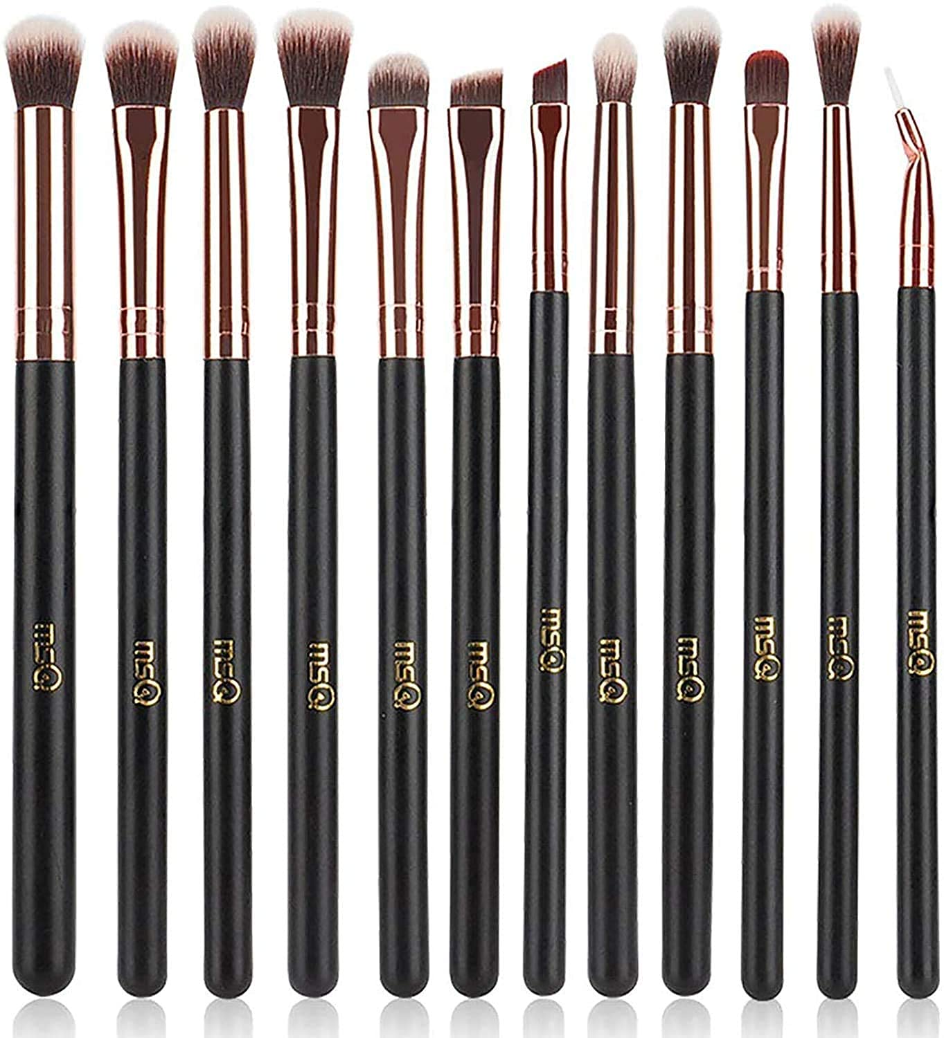 MSQ 15 Pcs White Brush set and 12pcs Rose Gold Eye Makeup Brushes Set, Premium Synthetic Foundation Brush Blending Eyeshadow Eyebrow, Face Powder Blush Concealers Eyeshadow Brush Make up Brushes Set