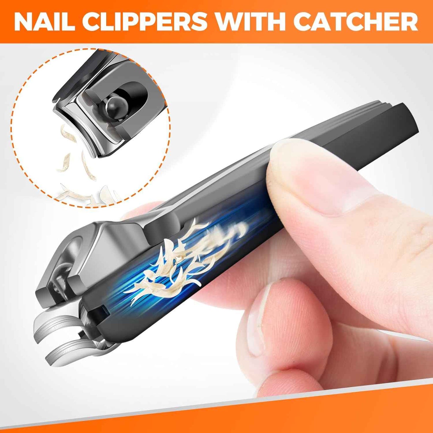 Thick Toenail Clippers for Men & Seniors - Wide Opening Ingrown Nail Cutter with Catcher