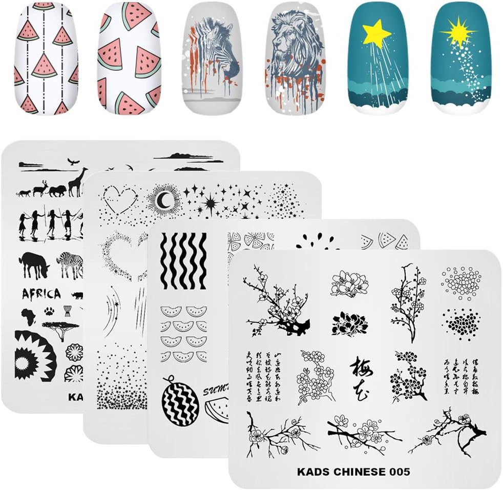 KADS Nail Stamp Plates Set - 20 Pcs Floral, Animal & Leaf Nail Art Templates | Perfect for DIY Manicure