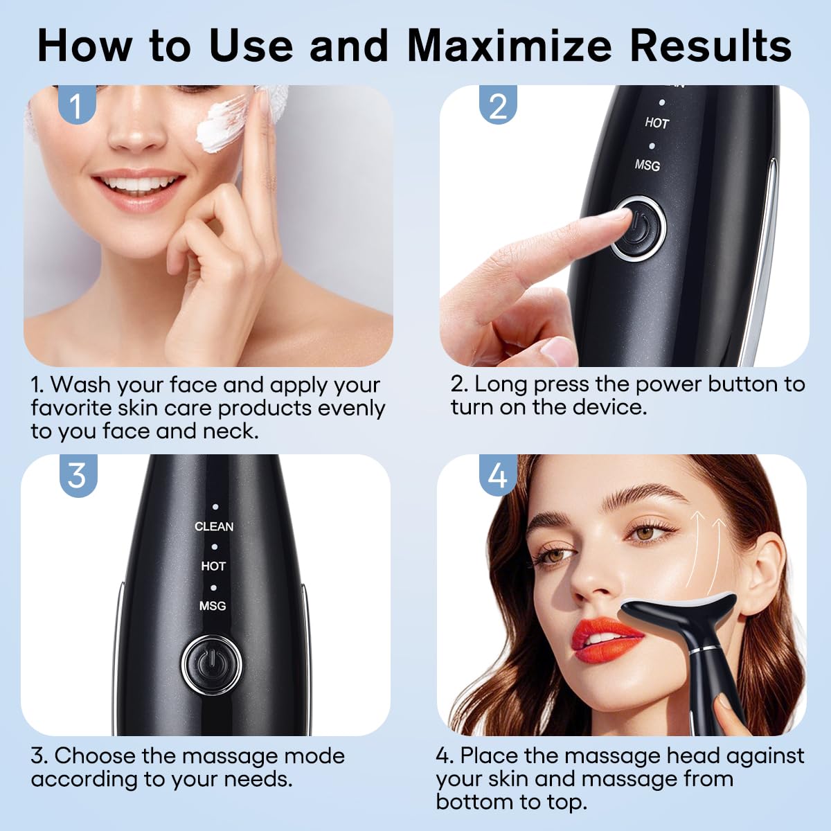 LATME Facial Massager,Neck Face Massager Tool,3 Mode Massage with Heat,Portable Beauty Instrument for Skin Care Women Gift (Gradient Pink)