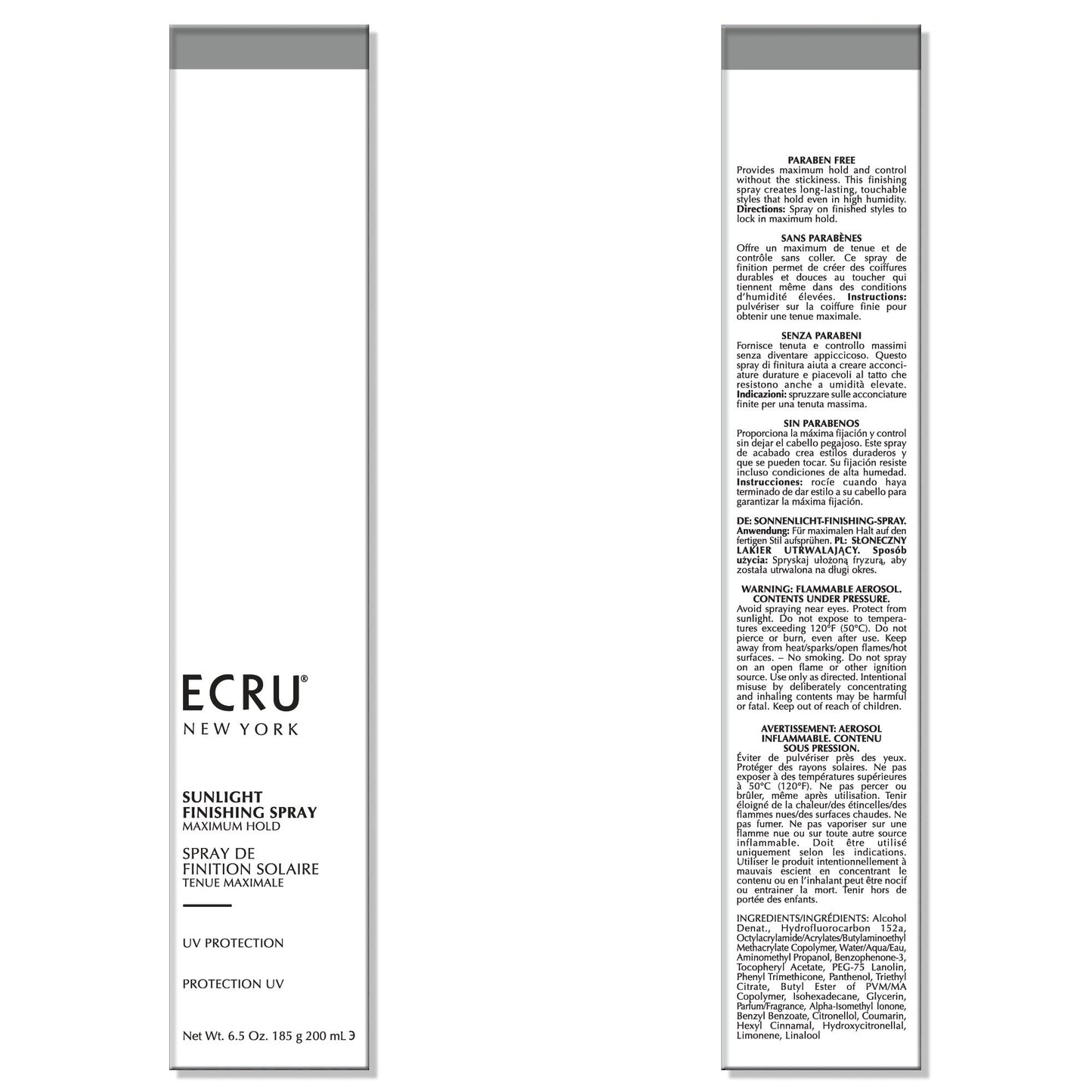 ECRU New York Sunlight Finishing Spray, Hairspray Extra Hold, Hair Styling Heat Protectant Spray, Travel Size, 2oz