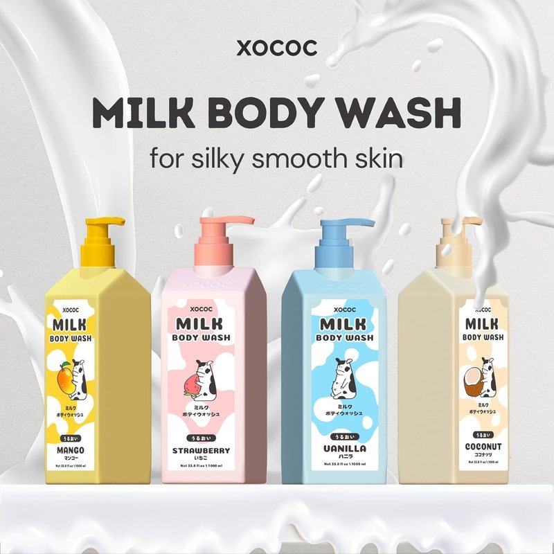 Strawberry Milk Body Wash - Moisturizing Cleanser with Milk Protein & Strawberry Scent | 33.8 fl oz, Paraben Free