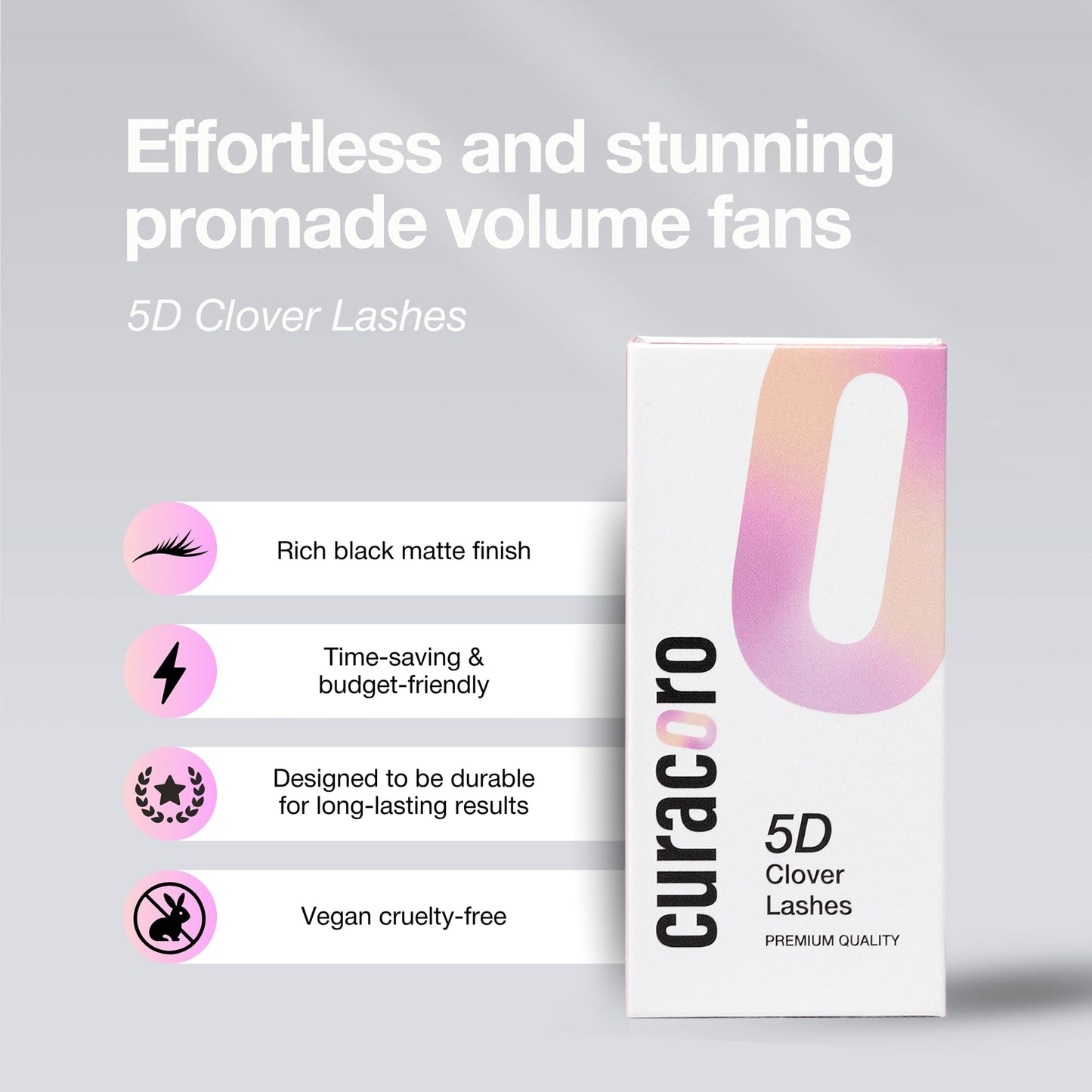 Curacoro 5D W-Shaped Clover Lash Extensions 0.07 D Curl 10mm
