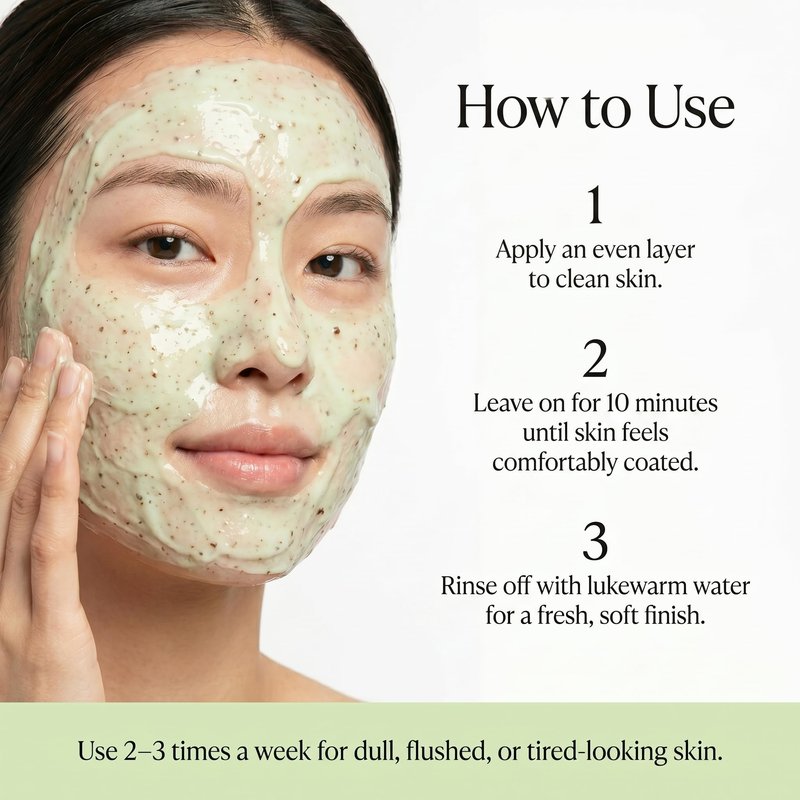 Cucumber Basil Face Mask Korean Skincare | Cooling Wash-Off Mask for Redness Relief & Sensitive Skin | Green Smoothie Mask with 3,500ppm Cucumber, Glutathione & 8 Types Hyaluronic Acid | K-Beauty