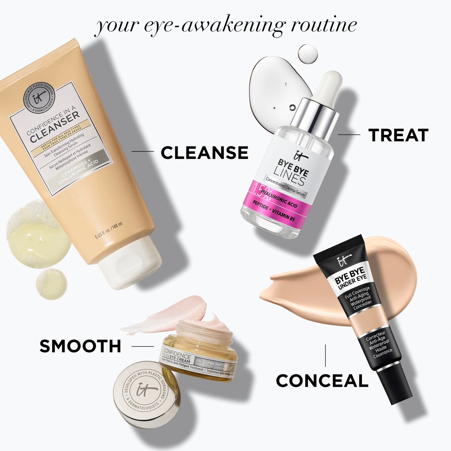 IT Cosmetics Confidence in an Eye Cream - Anti Aging Peptide Eye Cream for Dark Circles & Wrinkles, Lightweight 48HR Hydration, 2% Super Peptide Concentrate, Smooth & Brighten Undereye - 1 fl oz