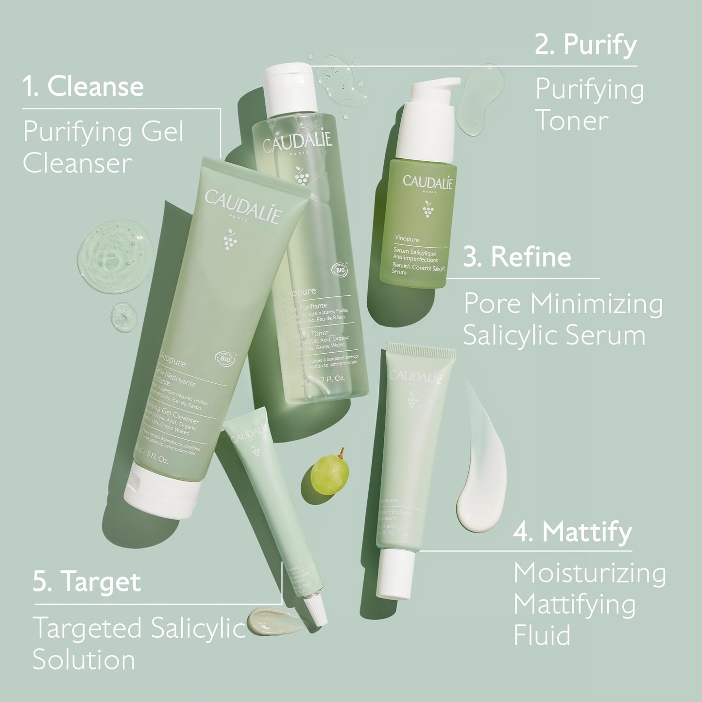 Caudalie Vinopure Pore Purifying Salicylic Acid Gel Cleanser - 150 mL