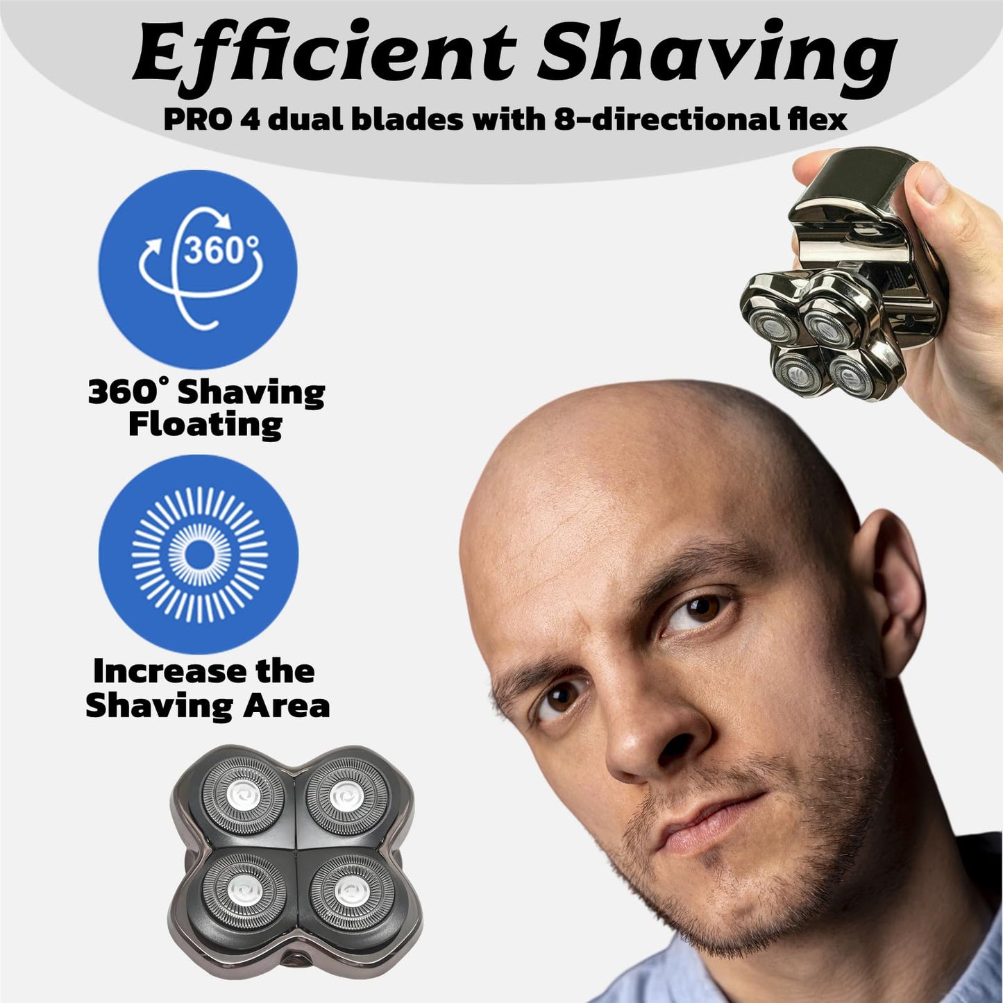 2Pack PRO 4 Head Replacement Blade Compatible with Pitbull Shaver Replacement Blade,Rotary 4 Blades Compatible with Skull Pitbull Gold/Silver/Platinum PRO,Blades Fit for Butterfly Kiss Head Shavers.