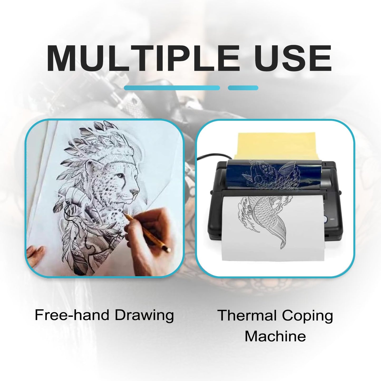 Yugui 30Pcs Tattoo Practice Skin Kit 3MM - 10Pcs Double Sided Reusable Fake Skin & 20Pcs Transfer Stencil Paper for Beginners to Professional Artists Thick Practice Supplies with Tracing Paper