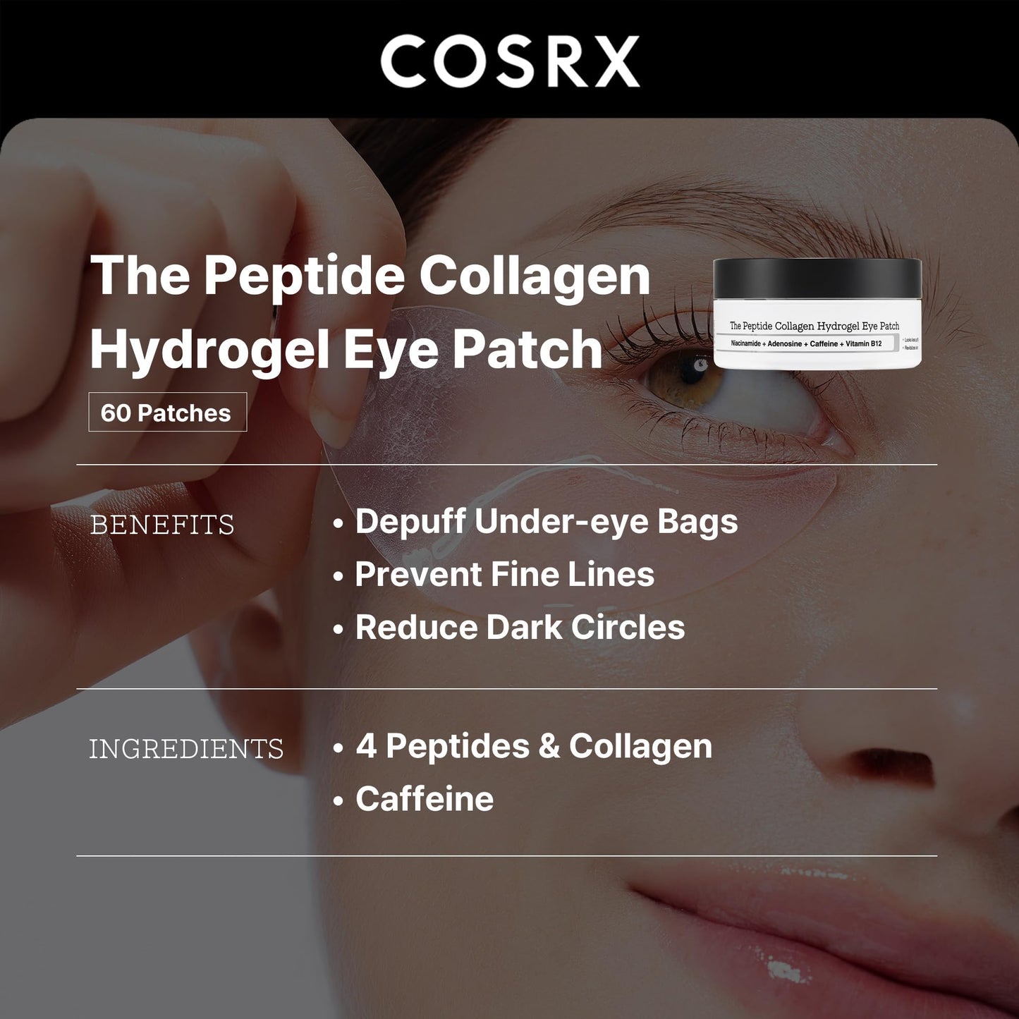 COSRX Snail Mucin 92% Cream + Peptide Collagen Hydrogel Eye Patch, Korean Skin Care