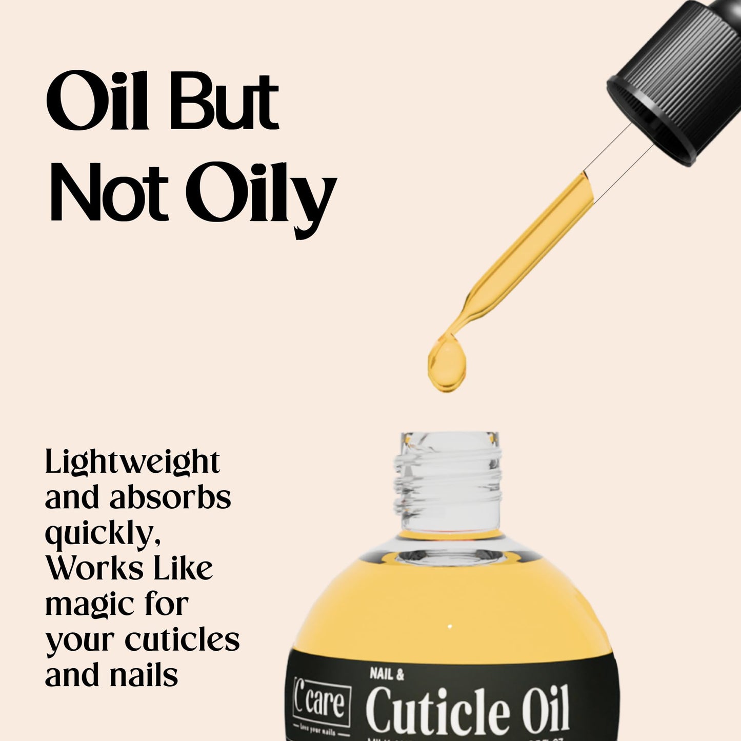 C CARE Cuticle Oil For Nails - Milk and Honey Nail Oil - Repairs Moisturizes and Strengthens Nails and Cuticles Overnight - Dropper & Brush included - Large 2.5 oz bottle
