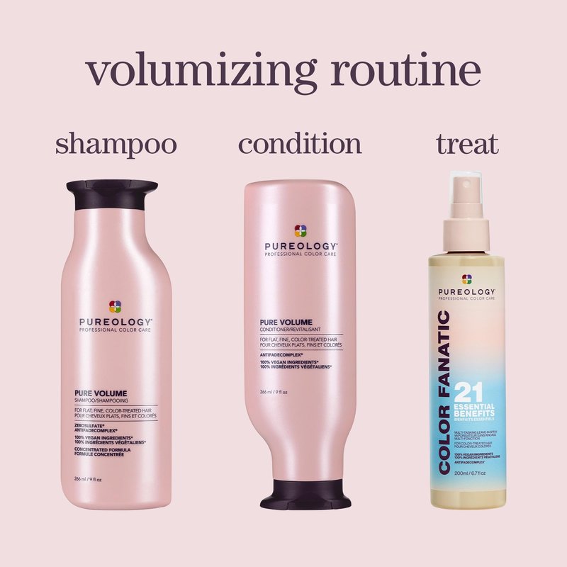 Pureology Pure Volume Shampoo & Conditioner Set - Enhances Volume and Movement, For Flat, Fine, Color Treated Hair, Lightweight, Sulfate-Free & Vegan, 33.8 Fl Oz