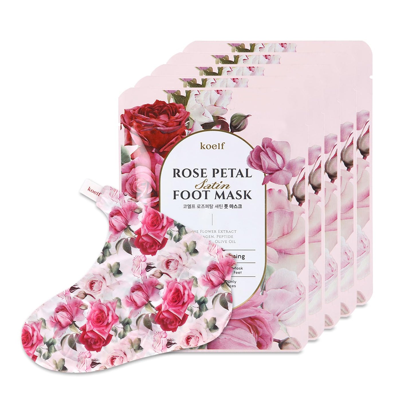 koelf PETITFEE Rose Petal Satin Foot & Hand Mask10pairs (5ea/5ea) - Intensive Nourishing Socks & Gloves Mask, Skily, Smooth Hand, Foot, Repairing Masks