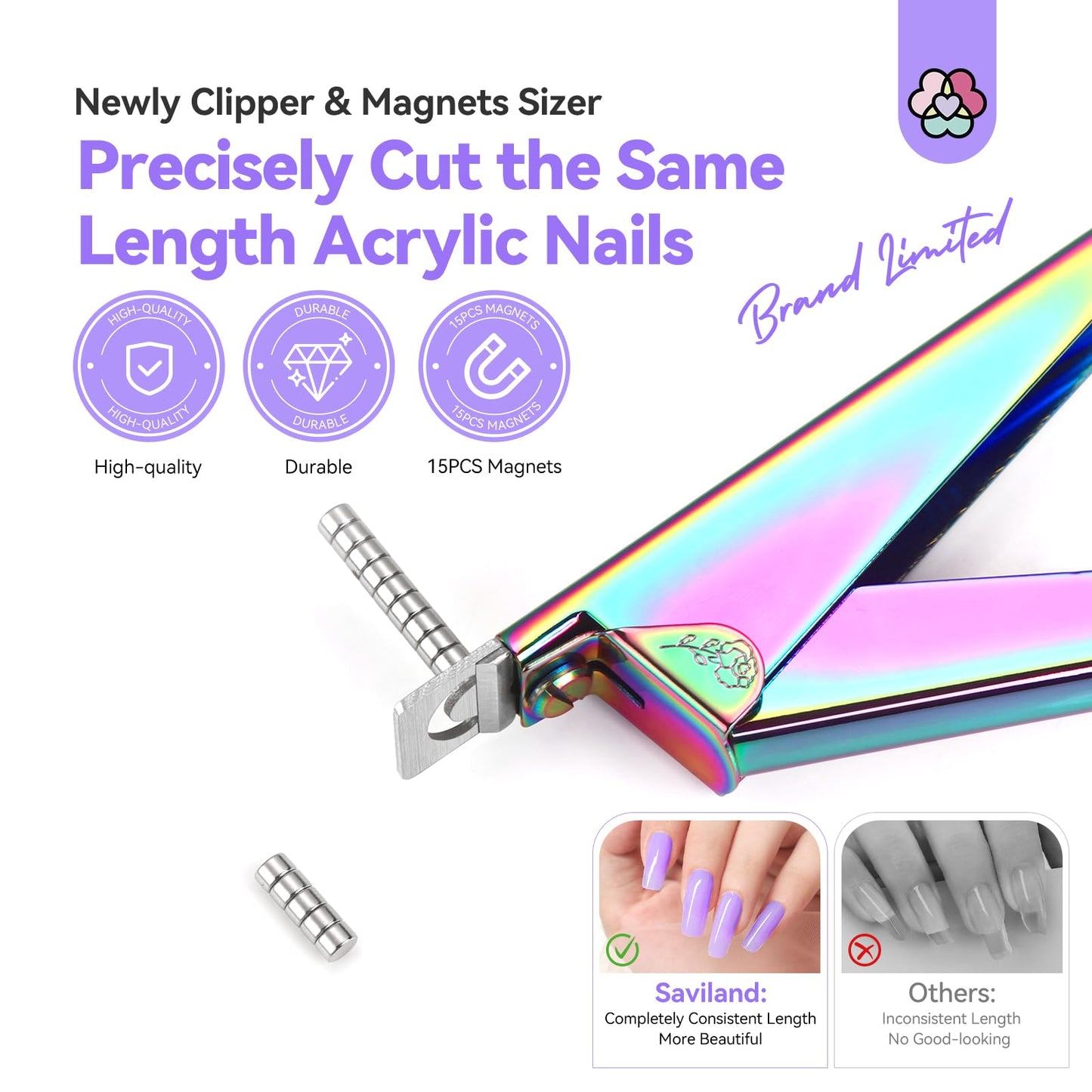 Saviland Monomer Acrylic Nail Liquid – 8.11fl.oz Acrylic Liquid with 3PCS Acrylic Brushes Size Saviland Acrylic Nail Cutters for Nail Tips: Chameleon Acrylic Nails Clipper