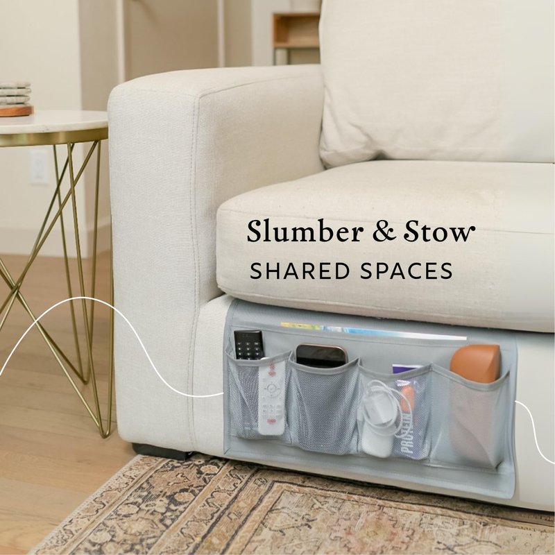 Houseify Slumber & Stow Hanging Bedside Caddy - 5 Pocket Bed Caddy Organizer for Tablets, Magazines, Phone, Glasses, Remotes & More - Ideal Storage For Dorm, Bedroom & Living Areas - 10"x17.3"